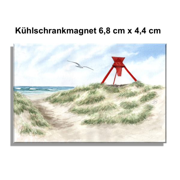 Fridge magnet Warercolor Maritime Art Print North Sea Blokhus Sea Mark dunes beach denmark